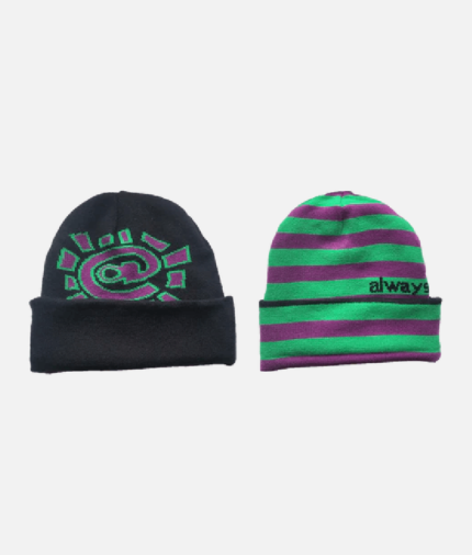 Adwysd Reversible Cuff Beanie Purple Green